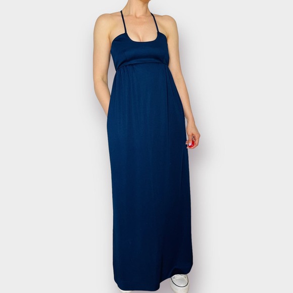 70s Distraction at Bonwit‎ Teller Navy Maxi Dress - Picture 4 of 6